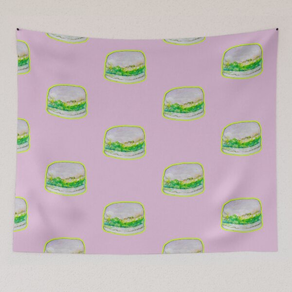 Item preview, Coconut Flavor Macaron dessert watercolor food illustration Art designed and sold by happiartworks .