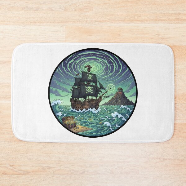 Item preview, Fantasy Pirate Ship Sailing Under a Galactic Vortex and Volcano designed and sold by NewYorkColours.