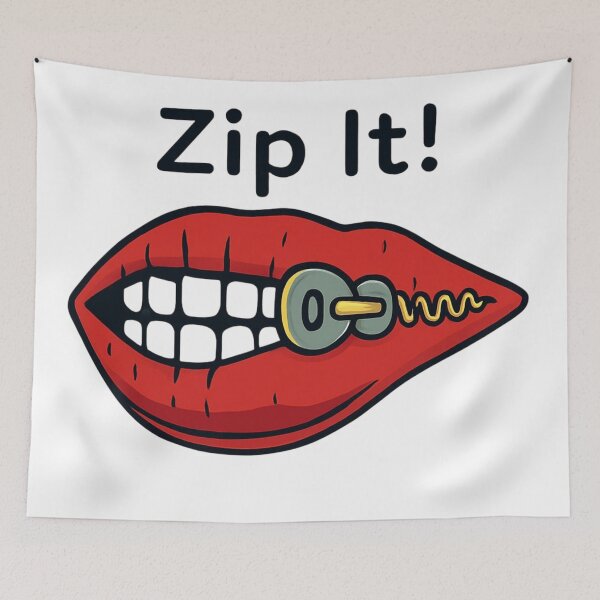 Item preview, Zip It! Cartoon Red Lips Bite Zipper Humor Sticker for Expressions and Fun designed and sold by Rue Market.