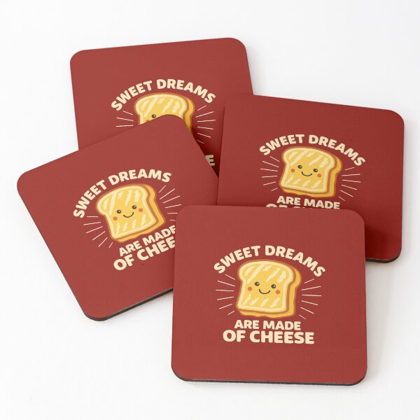 Item preview, Sweet Dreams Are Made Of Cheese: Adorable Toast Slice Cartoon On Red Background designed and sold by Rue Market.