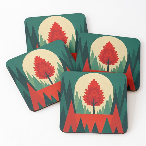 Item preview, Red Tree Rising: Minimalist Forest Geometry designed and sold by 3MillsDesign.