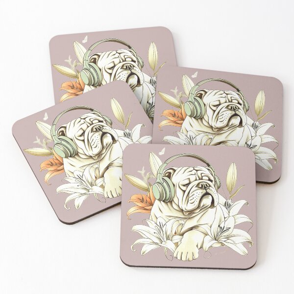 Item preview, Cottagecore Bulldog Looking Aside with White Lilies | Soft Pastel Dog Illustration designed and sold by Naturalite19.