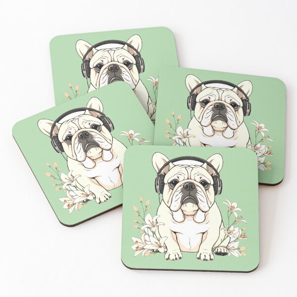 Item preview, Bulldog with Headphones | Gentle Pastel Dog Listening to Music designed and sold by Naturalite19.