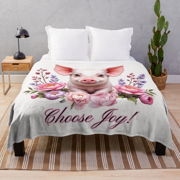 Item preview, Choose Joy Cute Piglet Floral Inspirational designed and sold by rustyroofco.