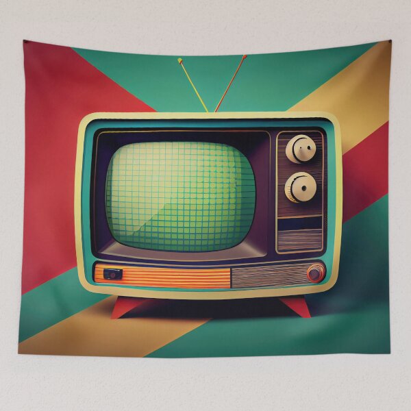 Item preview, Hand-drawn comic retro TV set. Colorful background in art retro-futuristic style designed and sold by anytka.