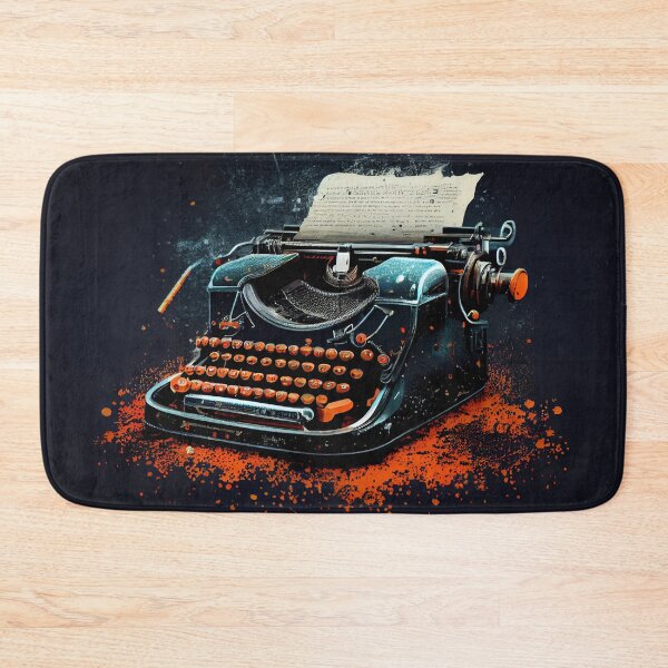 Item preview, Hand-drawn comic retro typewriter. Dark background in art retro-futuristic style designed and sold by anytka.