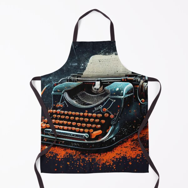 Item preview, Hand-drawn comic retro typewriter. Dark background in art retro-futuristic style designed and sold by anytka.