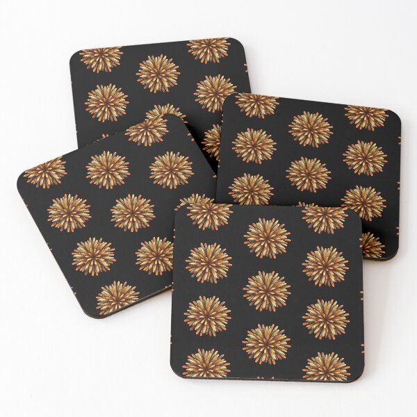 Item preview, Black and Gold Firework Bloom Decorative Pattern designed and sold by LuckCraftStudio.