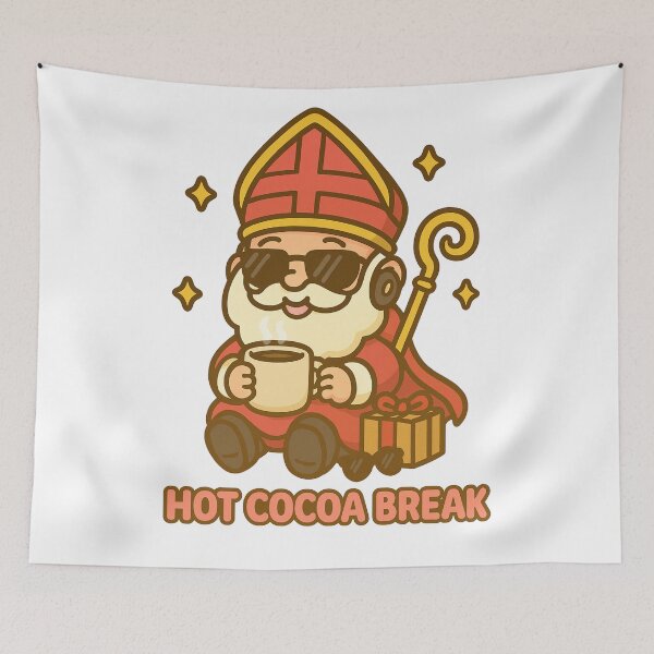Item preview, Hot Cocoa Break – Kawaii Cozy Sinterklaas Illustratie designed and sold by snoezelstudio.