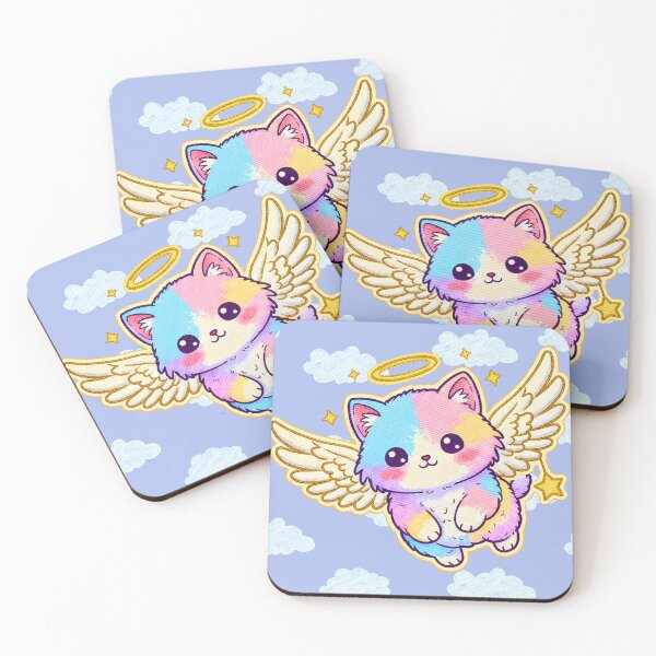 Item preview, Chibi Angel Kitten Embroidery Wings Flying Celestial Kawaii designed and sold by JOSTH.