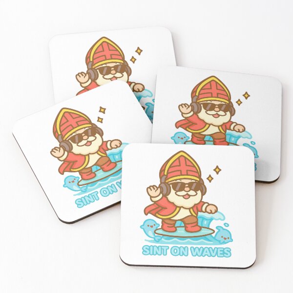 Item preview, Sint on Waves – Kawaii Surfende Sinterklaas Illustratie designed and sold by snoezelstudio.