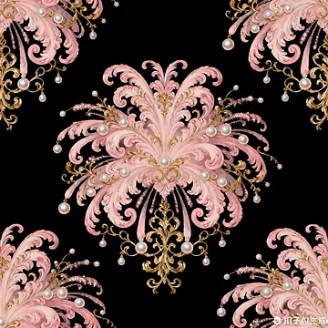Artwork thumbnail, Pink-Gold Rococo Pearl Decorative Pattern by LuckCraftStudio