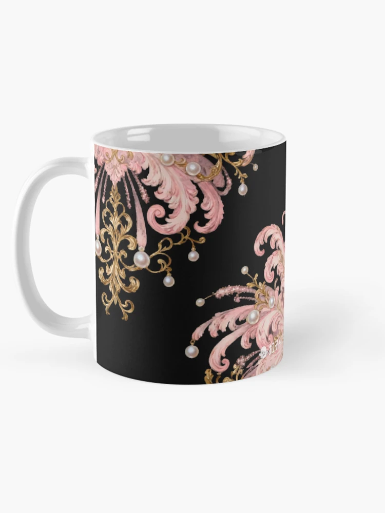 Thumbnail 5 of 6, Coffee Mug, Pink-Gold Rococo Pearl Decorative Pattern designed and sold by LuckCraftStudio.
