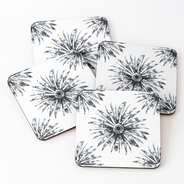 Item preview, Silver-Gray Metallic Radial Tech Pattern designed and sold by LuckCraftStudio.
