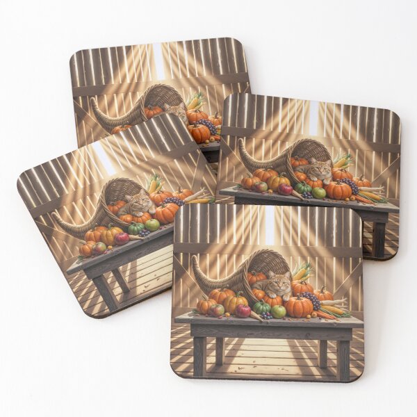 Item preview, Thanksgiving Day Ginger Cat In a Cornucopia designed and sold by Maria Dryfhout.