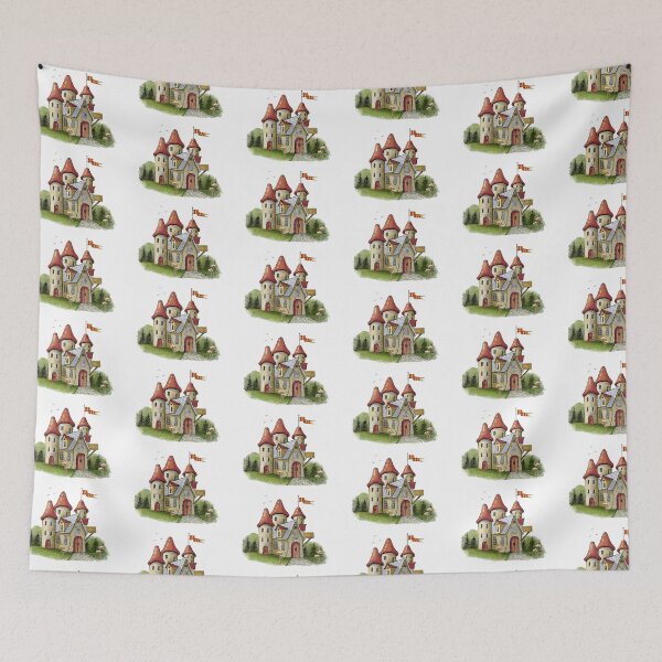 Item preview, Fantasy Castle with Turrets and Flags designed and sold by JoyfulWhimsy.