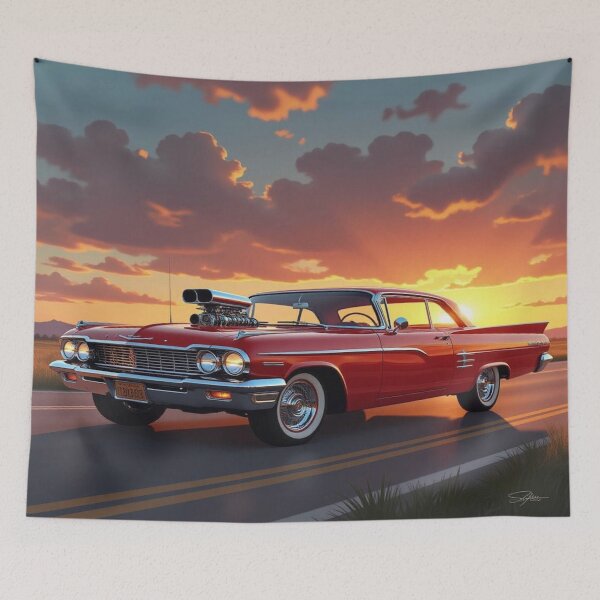 Item preview, Sunset Muscle Ride – Classic Power in Motion designed and sold by FotoworldEdel.