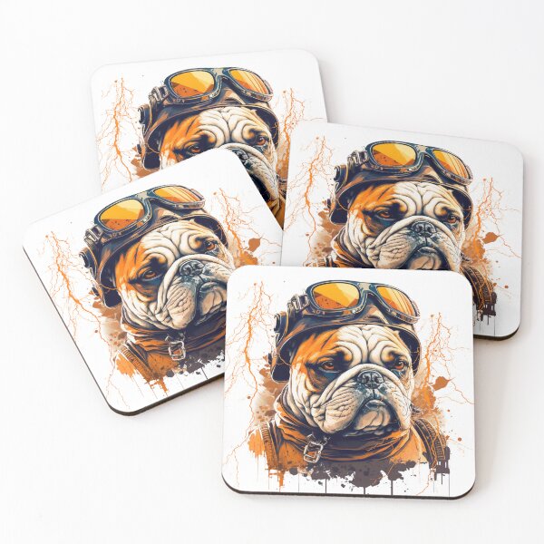 Item preview, Aviator Bulldog Pilot Art | Bold Orange & Black Dog Design designed and sold by Graphic Botique.