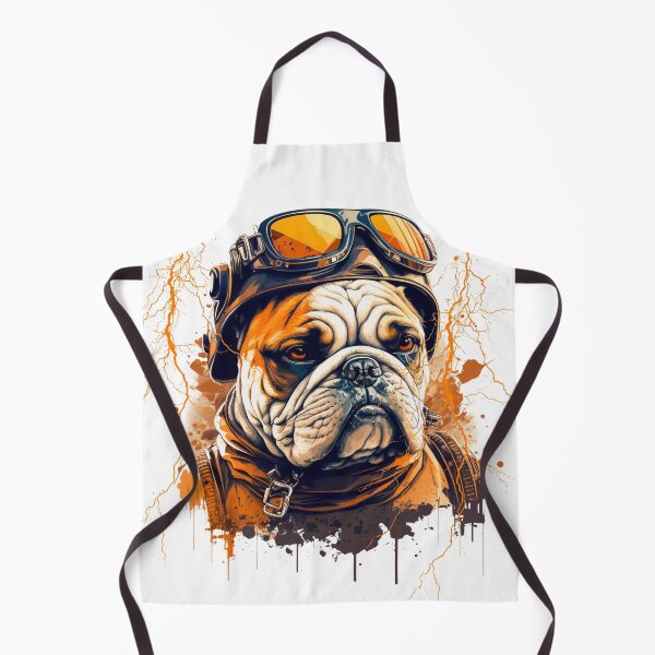 Item preview, Aviator Bulldog Pilot Art | Bold Orange & Black Dog Design designed and sold by Graphic Botique.