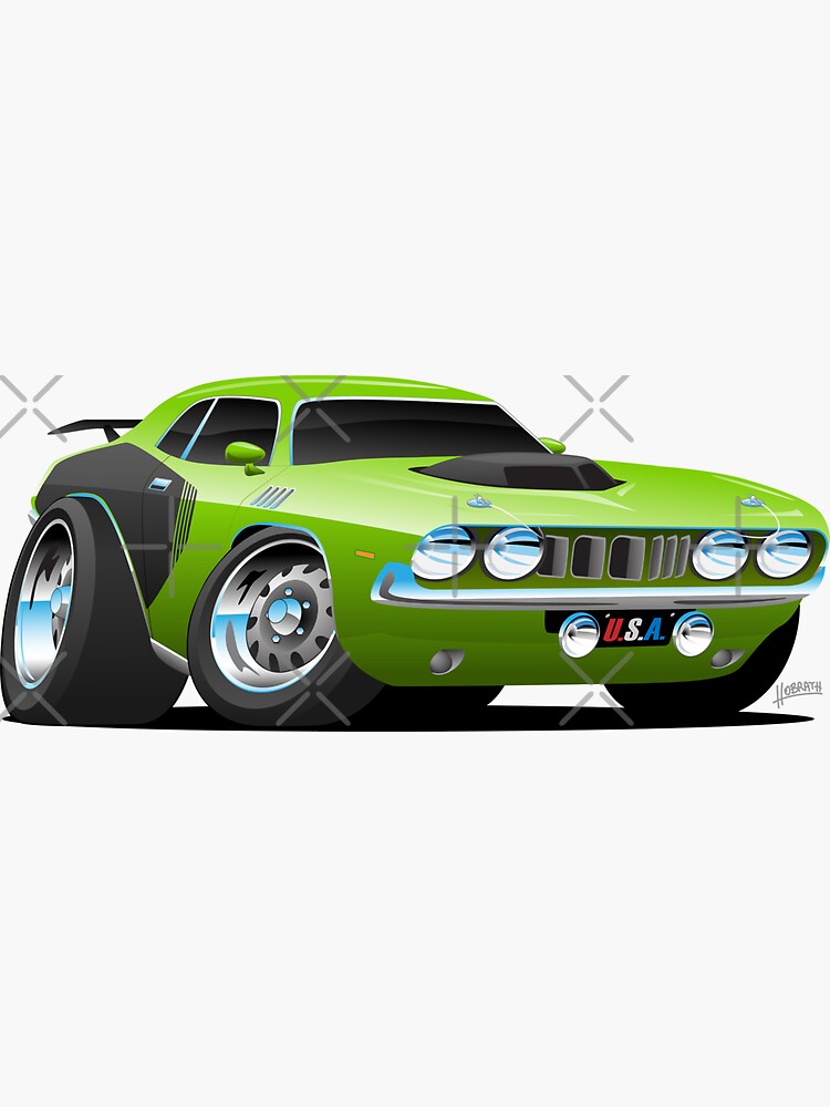 Classic Seventies Style American Muscle Car Cartoon by hobrath