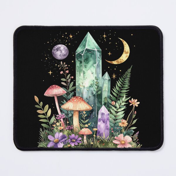 Item preview, magical crystal garden with mushrooms and stars designed and sold by LiskoDesign.