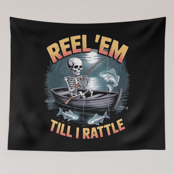 Item preview, skeleton fishing - spooky fisherman - halloween fishing - dark humor fishing - undead angler - bone fisherman - gothic fishing - creepy fishing - skull fisherman - macabre angler - ghost fish designed and sold by JansenGS.