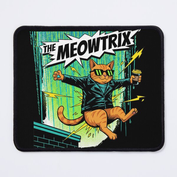Item preview, The Meowtrix – Funny Cat Matrix Parody Design designed and sold by FlowlineVibes.