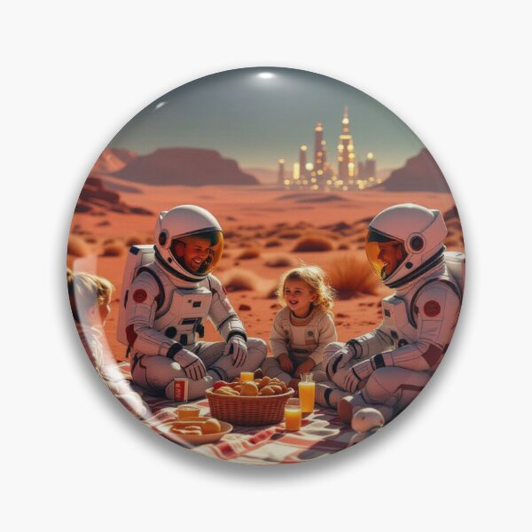 Item preview, Martian Picnic Dreams – Family, Stars & Future between Rocks, Robot & Galactic Glow designed and sold by FotoworldEdel.