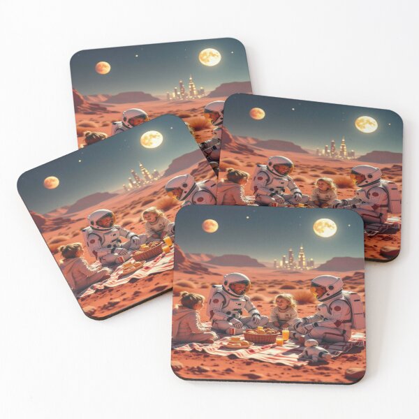 Item preview, Martian Picnic Dreams – Family, Stars & Future between Rocks, Robot & Galactic Glow designed and sold by FotoworldEdel.