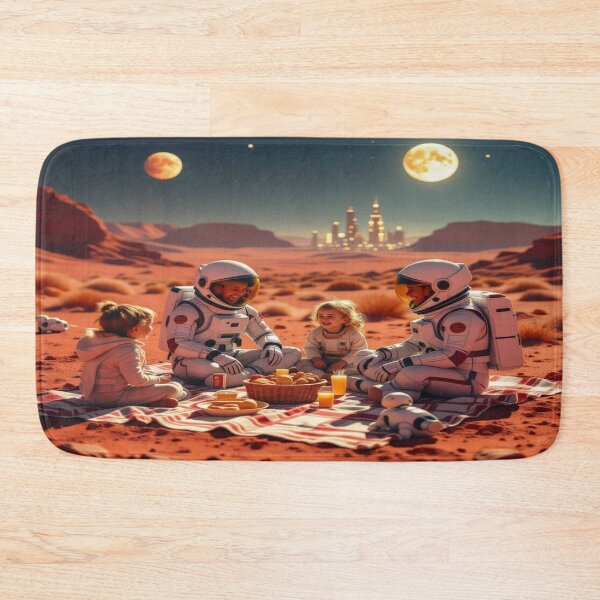 Item preview, Martian Picnic Dreams – Family, Stars & Future between Rocks, Robot & Galactic Glow designed and sold by FotoworldEdel.