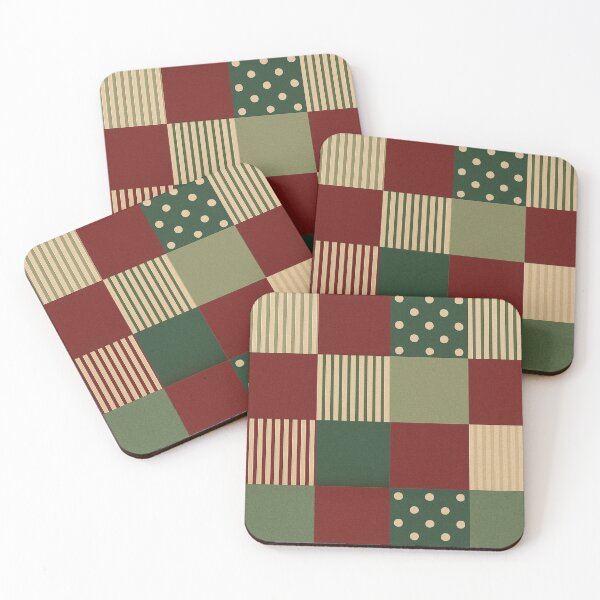 Item preview, Red and green festive checkered pattern with stripes and dots designed and sold by SassyArtistry.