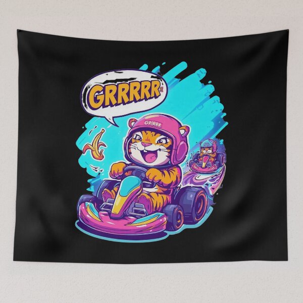 Item preview, Go karting tiiger designed and sold by Pastel & Neon art store.