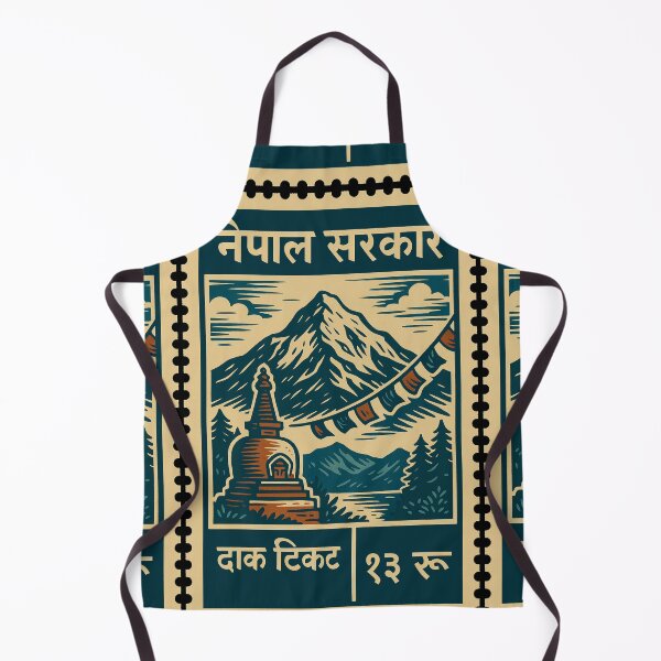 Item preview, Nepal Vintage Postage Stamp – Himalayan Stupa and Prayer Flags Art designed and sold by Travellerz.