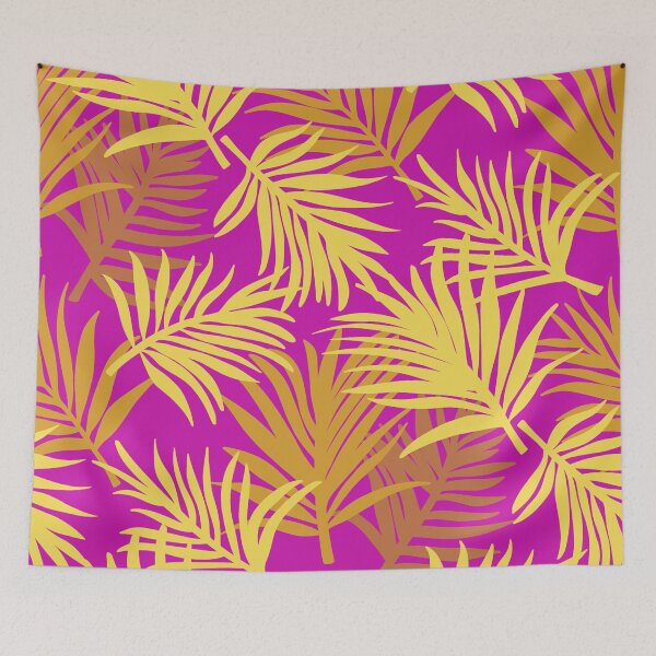 Item preview, Gold Palm Leaf | Tropical Pattern over Fuchsia designed and sold by slavitriart.
