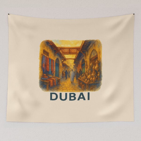 Item preview, Dubai Old Souks Watercolor Poster designed and sold by Bratak.
