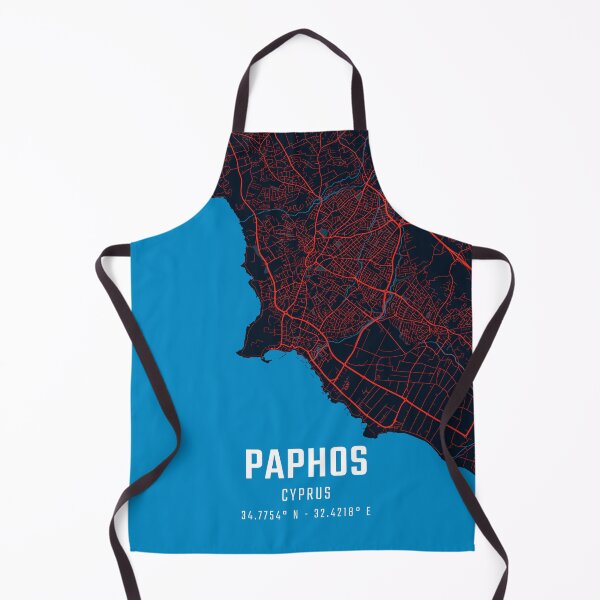 Item preview, Paphos Red & Blue Minimalist Map designed and sold by HomeLivingCo.
