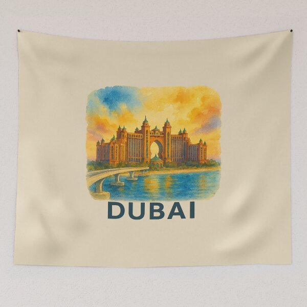 Item preview, Dubai Palm Island Watercolor Poster designed and sold by Bratak.