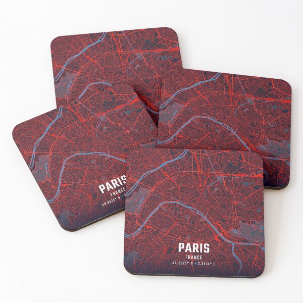 Item preview, Paris Red & Blue Minimalist Map designed and sold by HomeLivingCo.