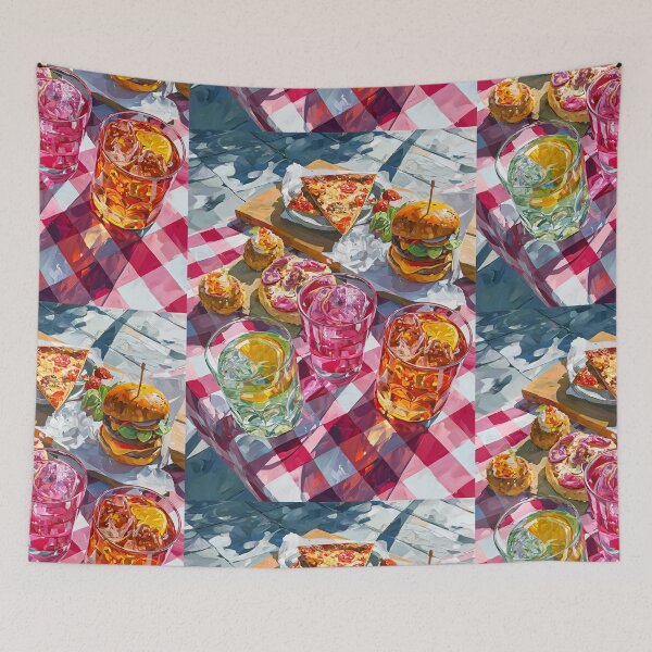 Item preview, Vibrant Summer Picnic – Colorful Food Art with Burgers, Pizza & Lemon Drinks designed and sold by Grafititee.