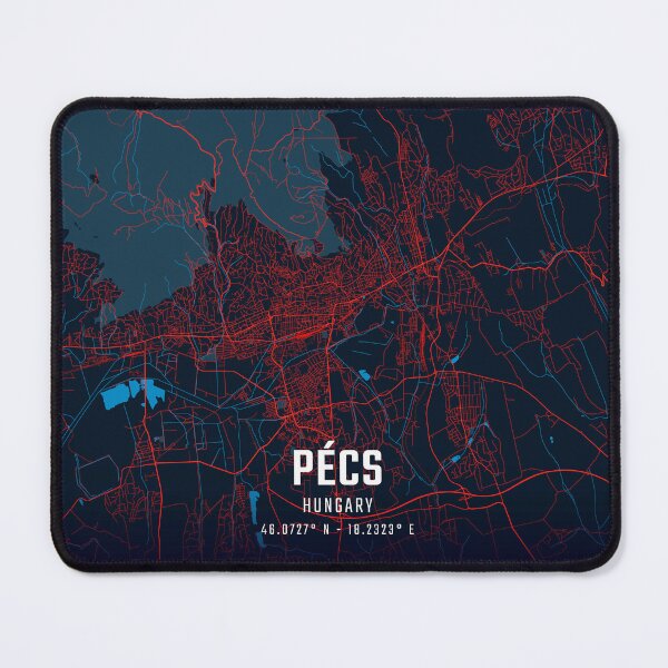 Item preview, Pécs Red & Blue Minimalist Map designed and sold by HomeLivingCo.