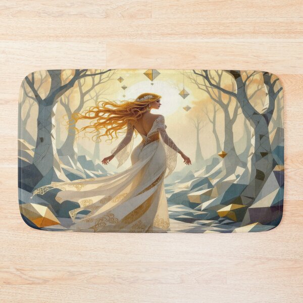 Item preview, Golden Grace – Woman with flowing hair in surreal geometry between fog, light & dream designed and sold by FotoworldEdel.