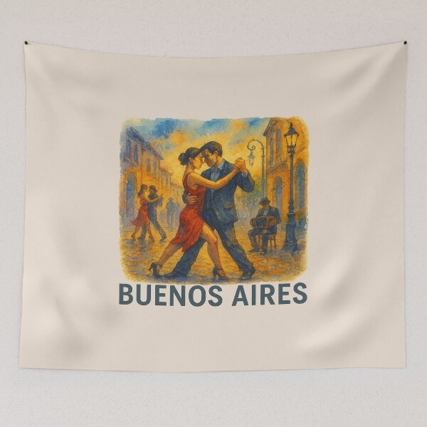 Item preview, Buenos Aires Tango Watercolor Poster designed and sold by Bratak.