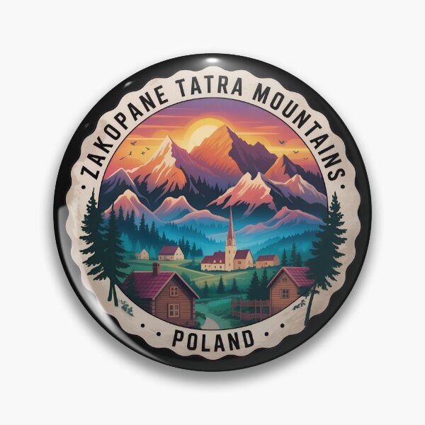 Item preview, Vintage Zakopane Travel Sticker – Tatra Mountains Sunset Landscape designed and sold by VividOrganica.