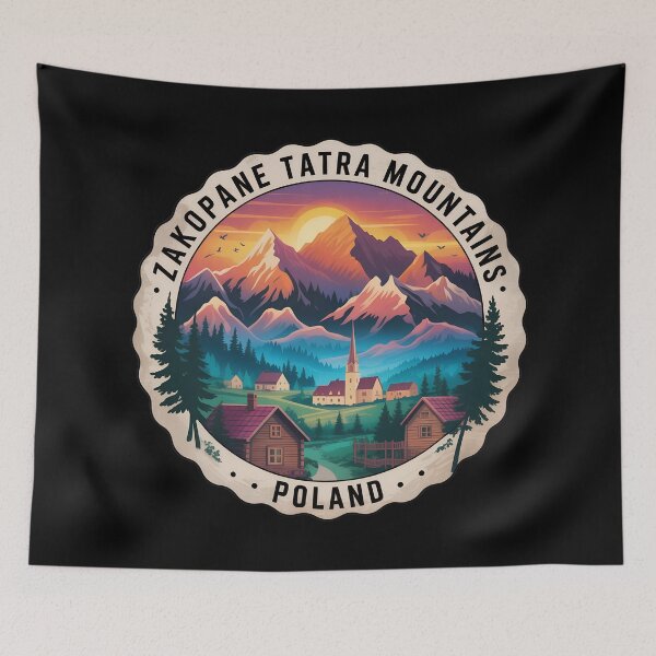 Item preview, Vintage Zakopane Travel Sticker – Tatra Mountains Sunset Landscape designed and sold by VividOrganica.