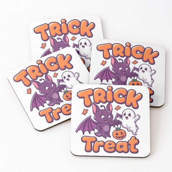 Item preview, Halloween Trick or Treat with Bat and Ghost designed and sold by SimonsDesignArt.