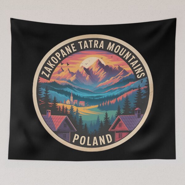 Item preview, Zakopane Poland Sunset Art – Retro Tatra Mountains Landscape  designed and sold by VividOrganica.