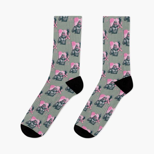 Item preview, Muscular Ape Raises Awareness With Pink Ribbon Flag By Merch, Limited Edition, Perfect Gift For You designed and sold by JosephHunter7.