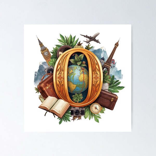 Item preview, Adventure Awaits – Vintage Travel Letter O Monogram | Wanderlust Globe & Adventure Design for Dreamers and Explorers designed and sold by AmenAlways.