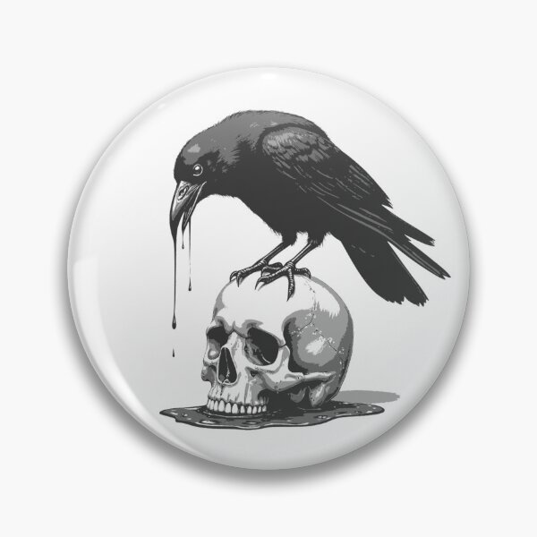 Item preview, Raven on Skull – Gothic Dark Art Symbol of Death and Mystery designed and sold by MerchMarketer.