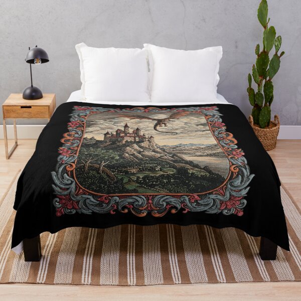 Item preview, Vintage Dragon Flying Over Fantasy Castle designed and sold by TeeARTHY.
